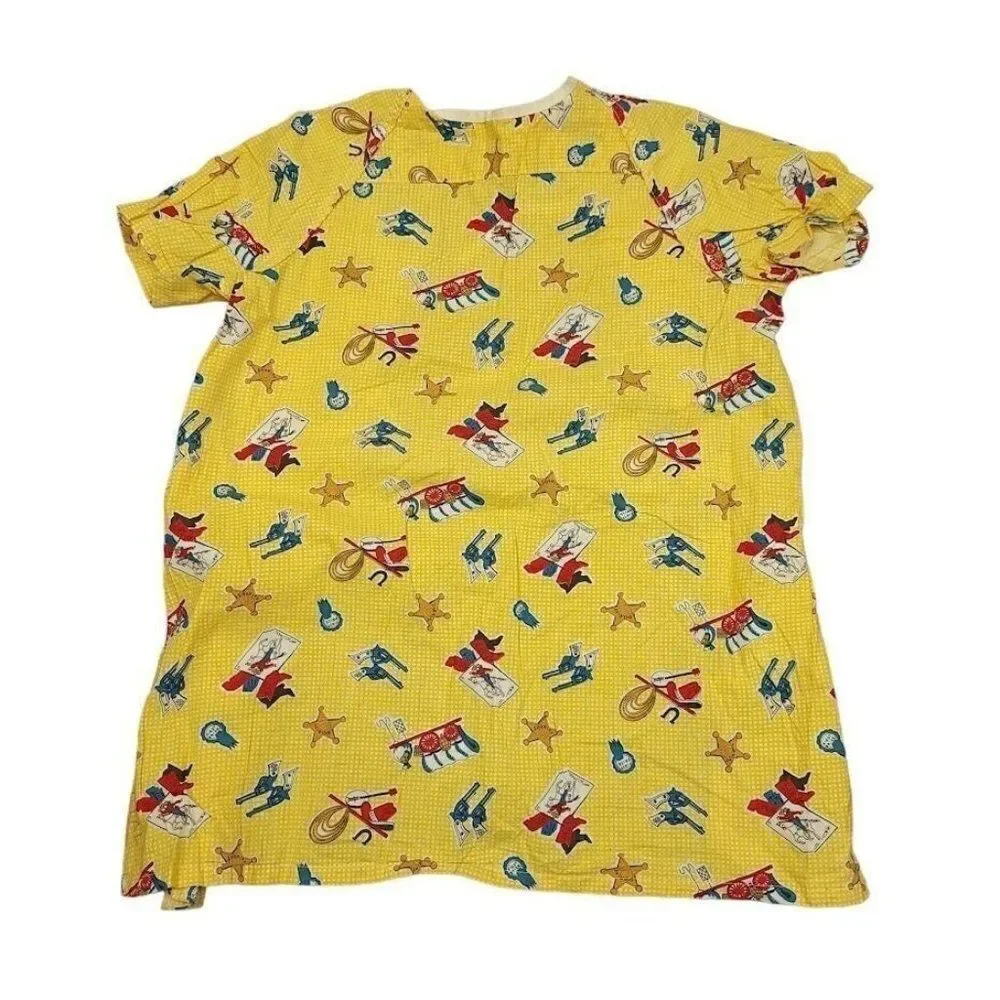 Childs Hospital Gown Vintage 50s 60s Western Cowboy Rodeo USA Youth Size Small